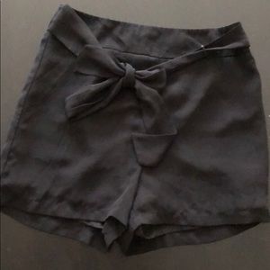 Black front tie shorts